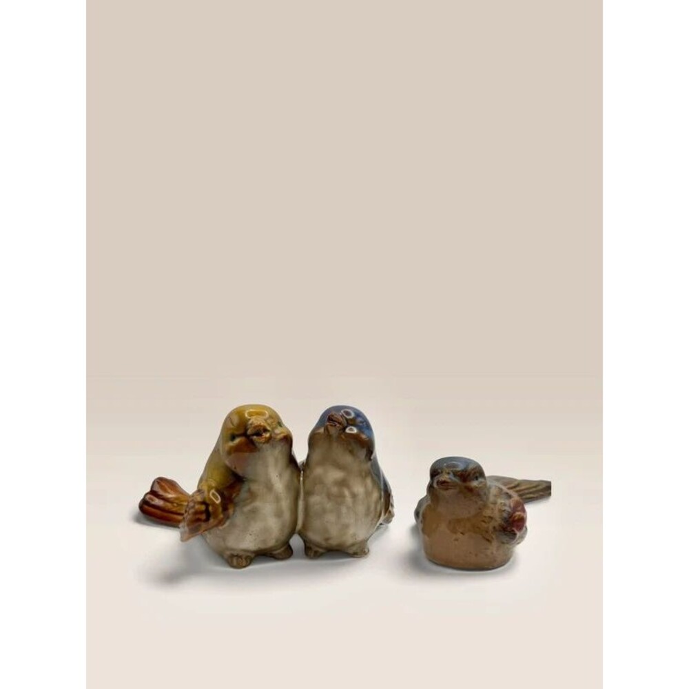 Vintage Ceramic Bird Figurines Lot of 2 - Double Bird Pair & Single Sparrow